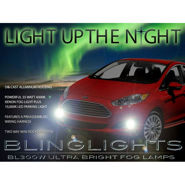 Set New w/switch wiring Bezel Fog Light Driving Lamp for Ford Fiesta 2014-2017